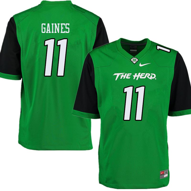 Men #11 Xavier Gaines Marshall Thundering Herd College Football Jerseys Sale-Green - Click Image to Close